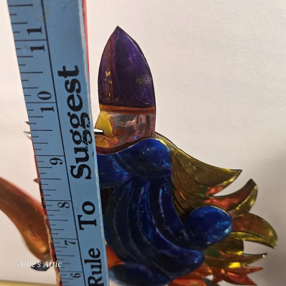 Punched‎ Tin Folk Art Vintage Christmas Decor 3 Wise Men Horse Candle Colorful
